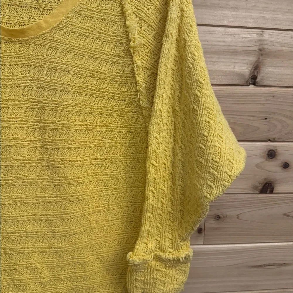 We The Free Size Medium Bright Yellow Thein Hacci V Neck Lightweight Sweater
